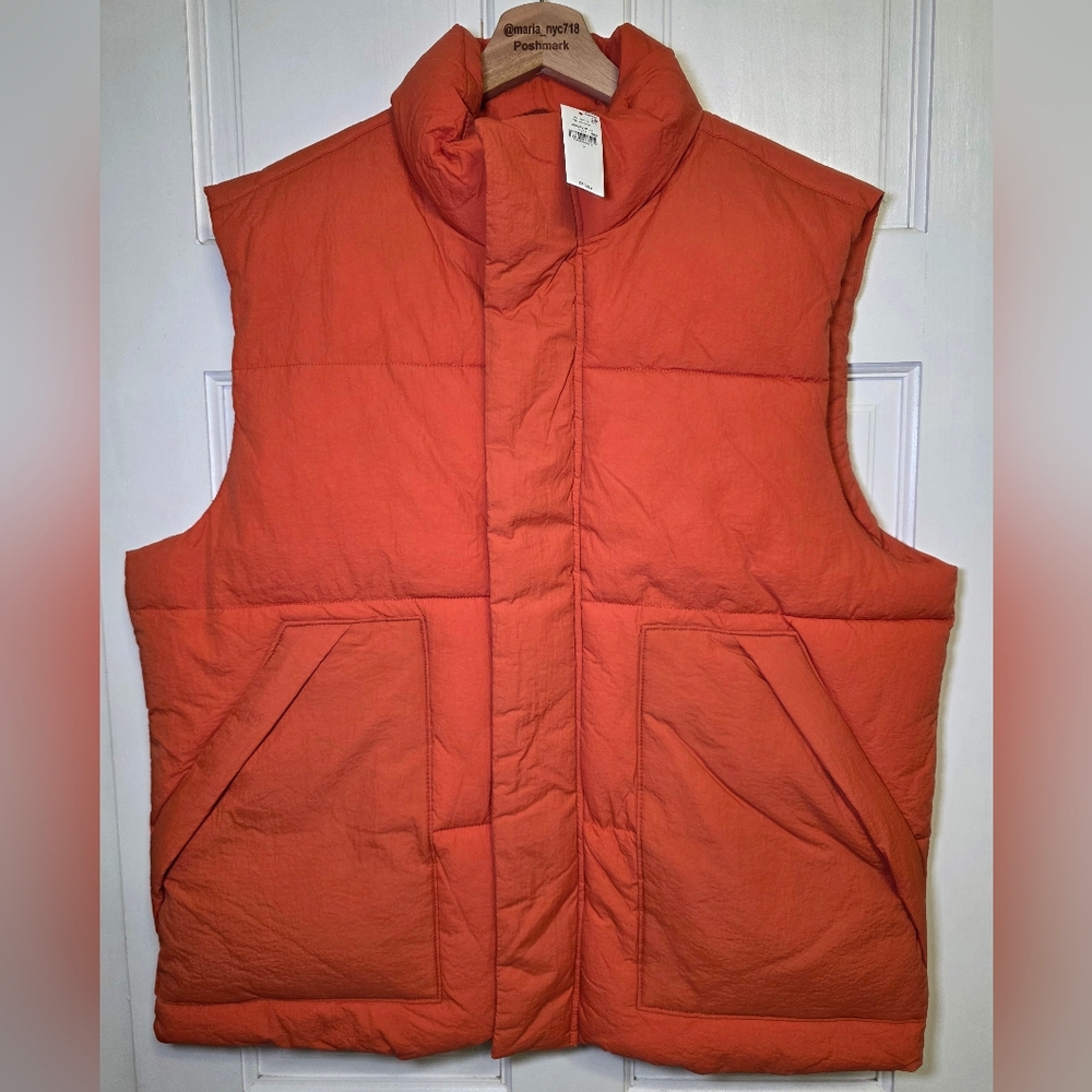 Old Navy Puffer Casual or High Visability Vest- Men's Sz Lg in Bold Orange NWT